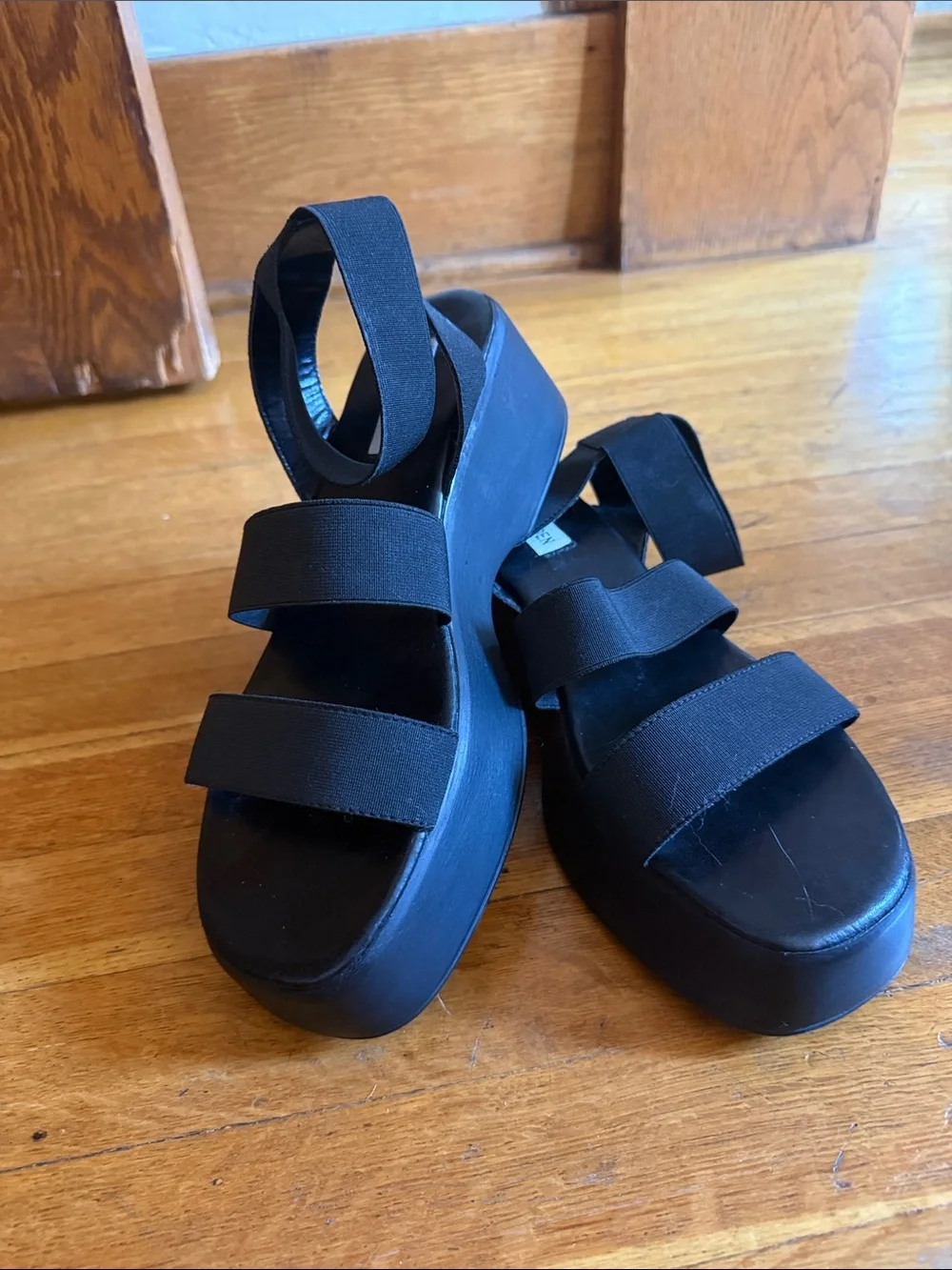 Steve Madden Black Platform Sandals with Elastic Straps